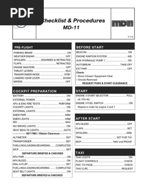 MD 11 Checklist | PDF | Aviation | Aircraft