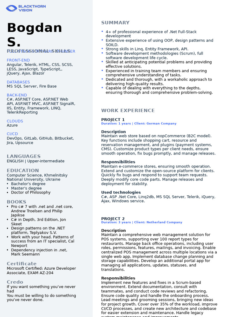 Full-Stack .NET Engineer Profile | PDF | J Query | Language Integrated ...