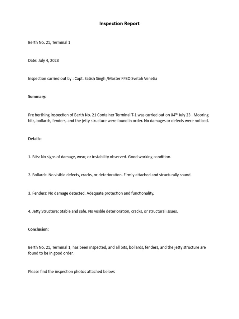Inspection Report - Signed | PDF