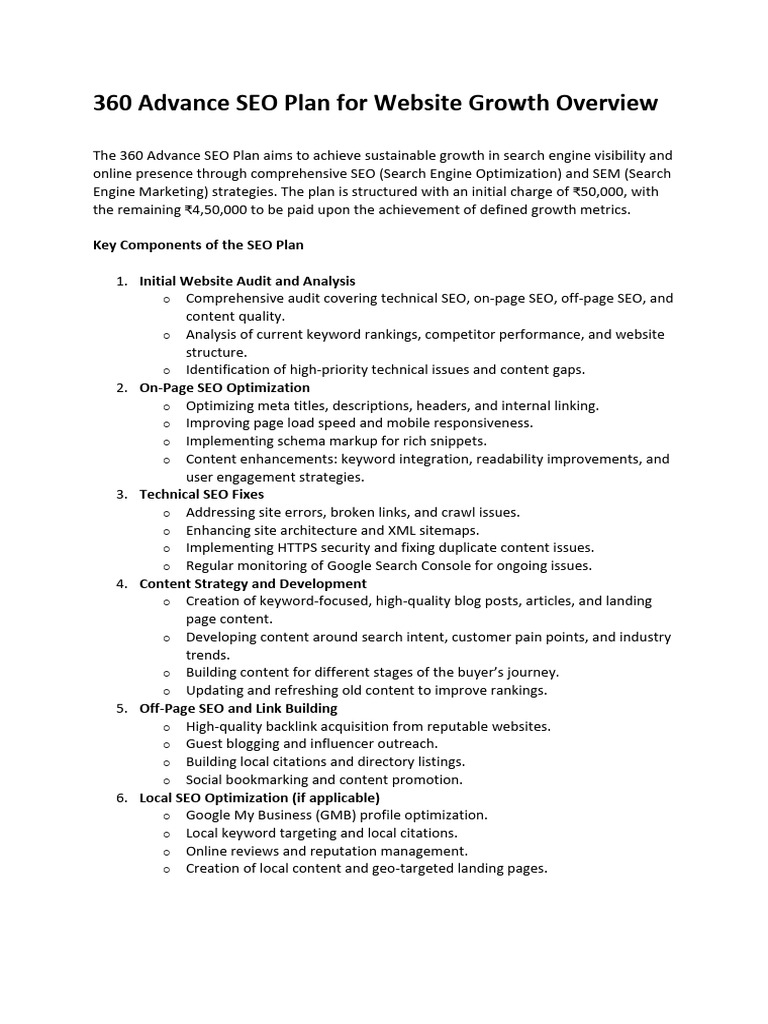 360 Advance SEO Plan For Website Growth Overview | PDF | Search Engine ...