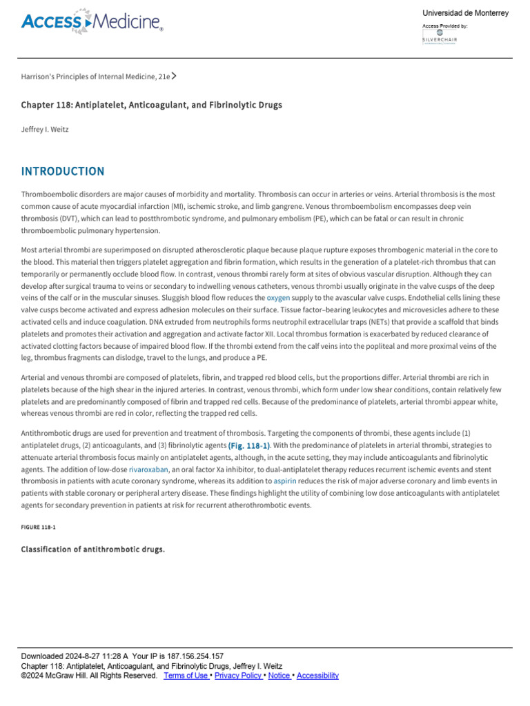 Chapter 118 - Antiplatelet, Anticoagulant, and Fibrinolytic Drugs | PDF ...