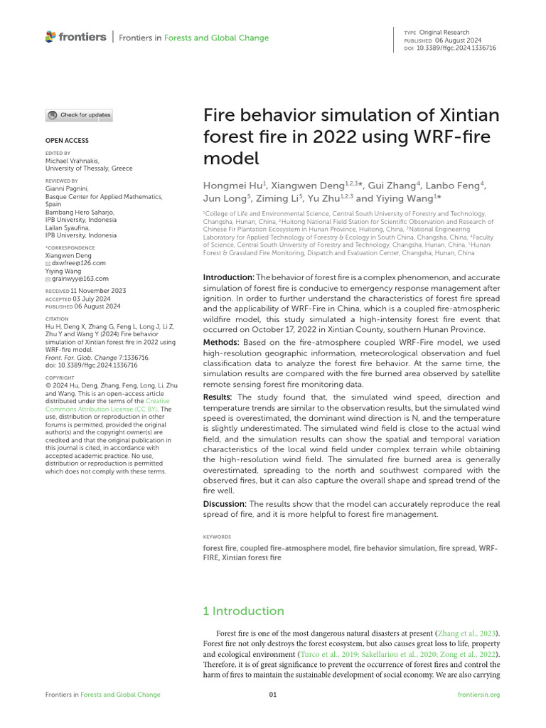 Fire Behavior Simulation of Xintian Forest Fire in | PDF | Fires | Wound