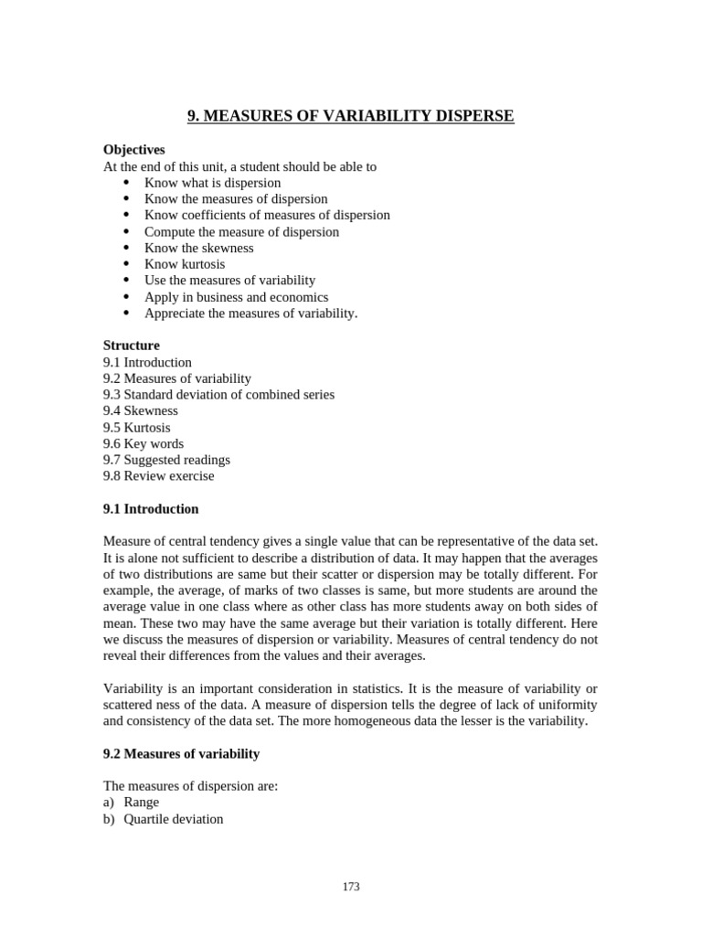 9 Measures of Variability Disperse | PDF | Coefficient Of Variation | Mean