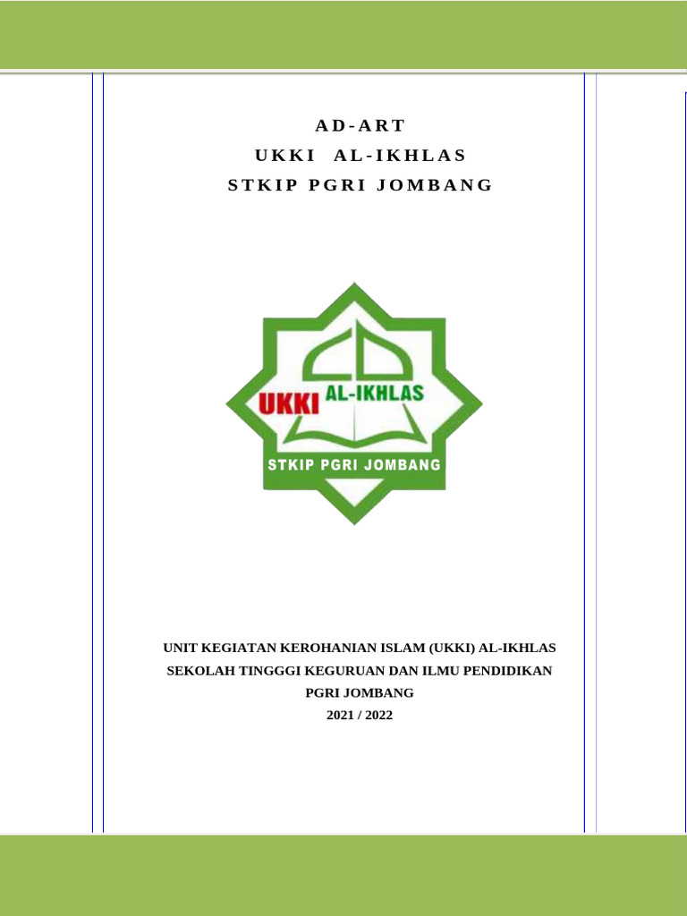 Anggaran Dasar UKKI Al-Ikhlas STKIP PGRI Jombang | PDF