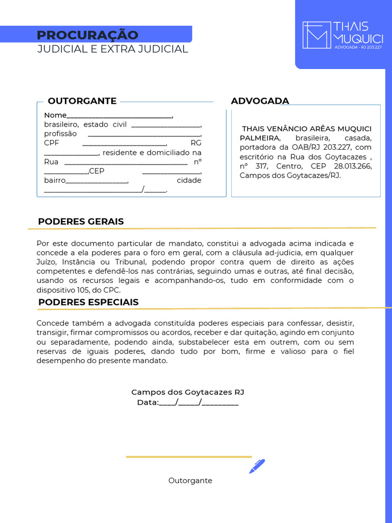 Procuração Judicial e Extrajudicial Modelo | PDF