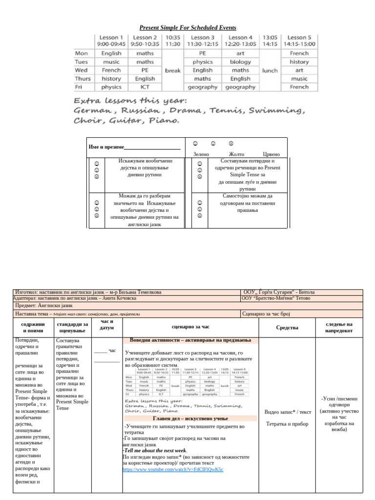 21 10 2024 Present Simple For Scheduled Events Pdf
