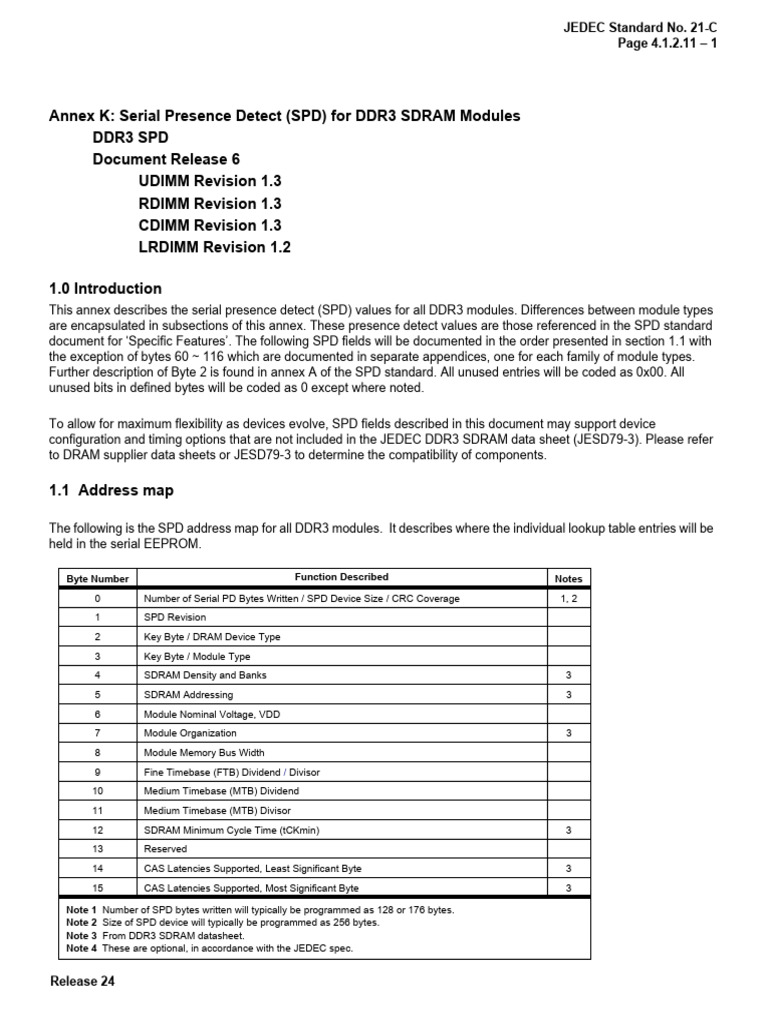 DDR3 SPD Specification Overview | PDF | Computer Science | Integrated ...