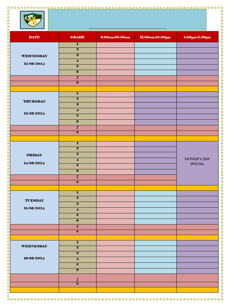 Desvy Int'l School Mid Term Exam Timetable | PDF
