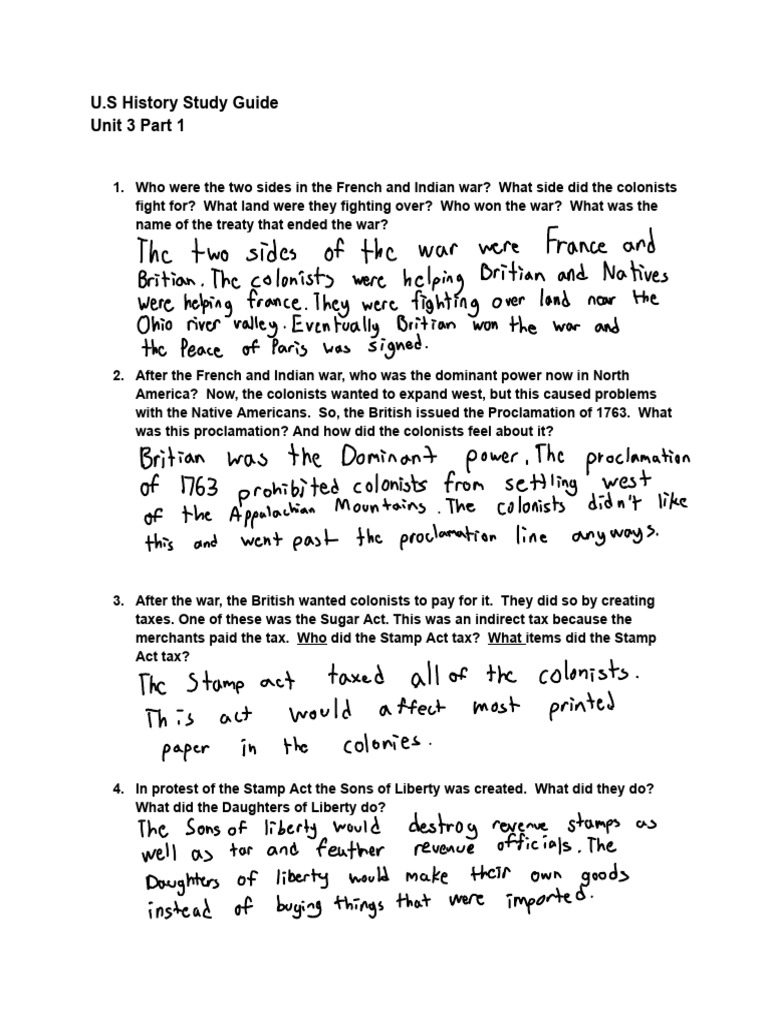 Unit+3+Part+1+Study+Guide+for+Quiz | PDF | American Revolution ...