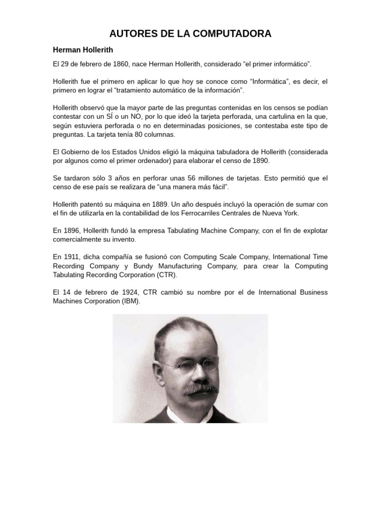 Autores de La Computadora | PDF | Informática | Hardware de la computadora