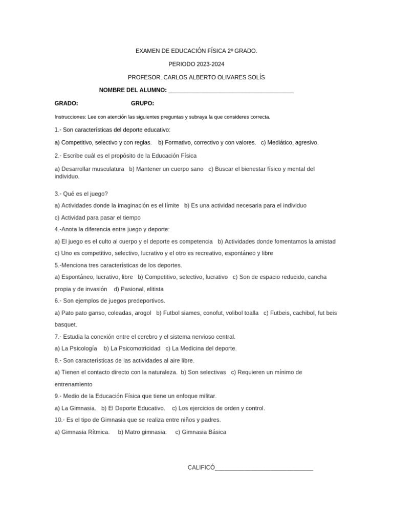Examen 2o a o 2023 pdf