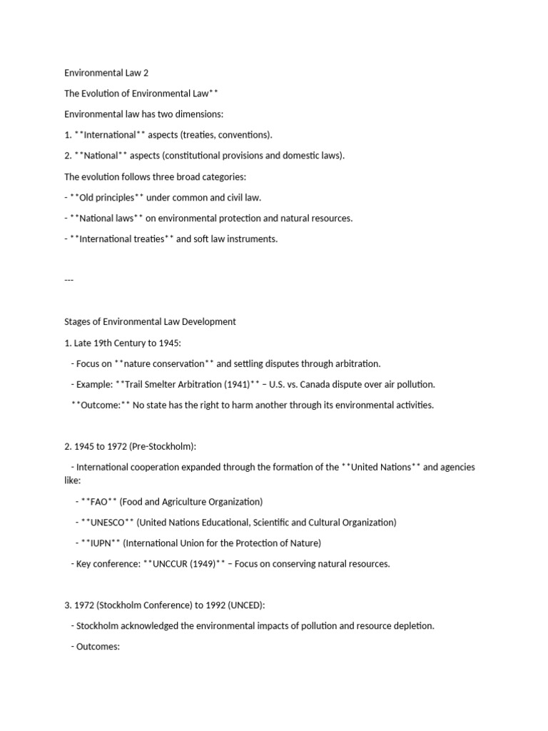 Evolution of Environmental Law Overview | PDF | Sustainability ...