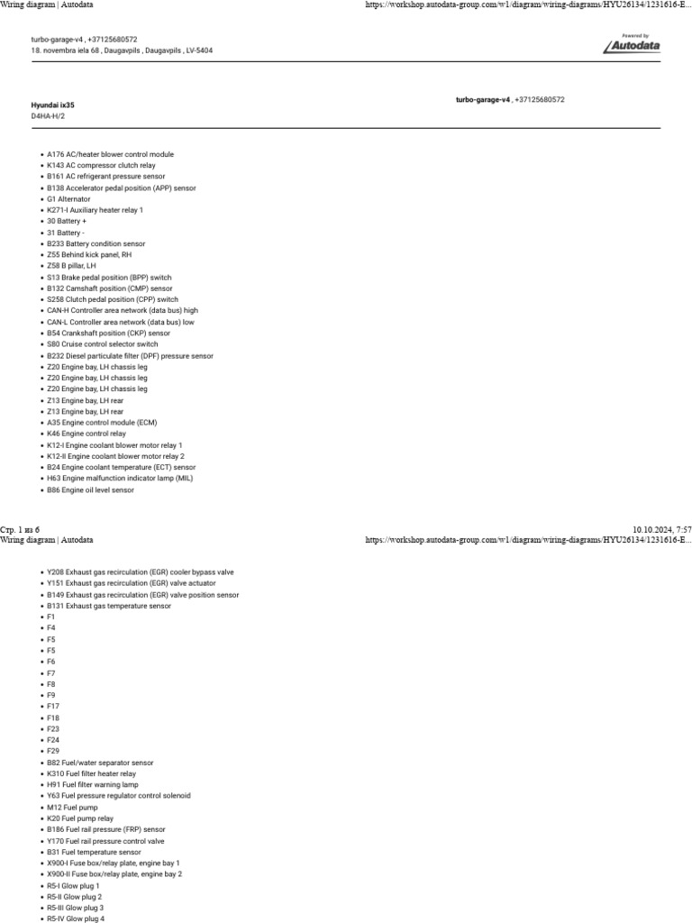Wiring Diagram - Autodata - Hyndai - Ix35 - 2012 - Engine | PDF