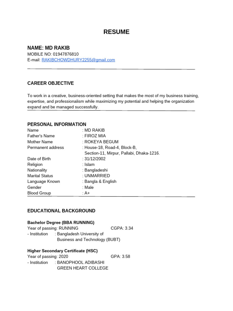 Rakib Resume | PDF