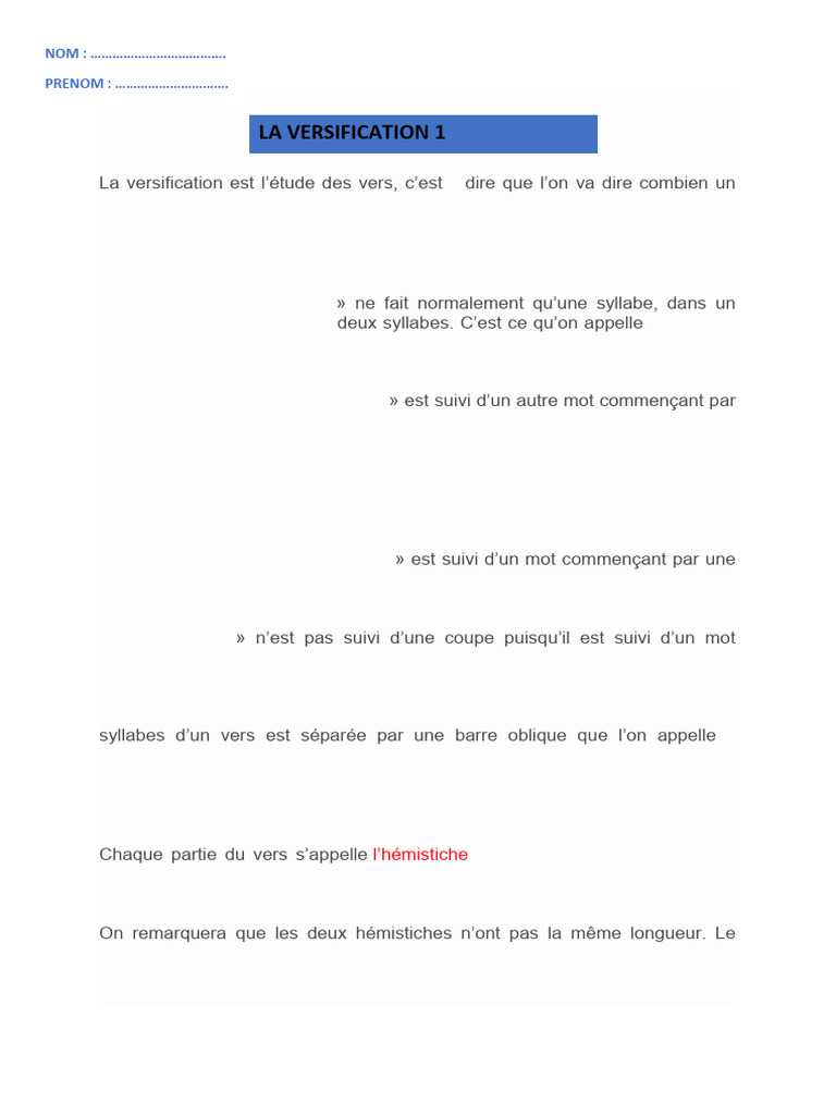 Comprendre la versification poétique | PDF | Stance | Composition et ...