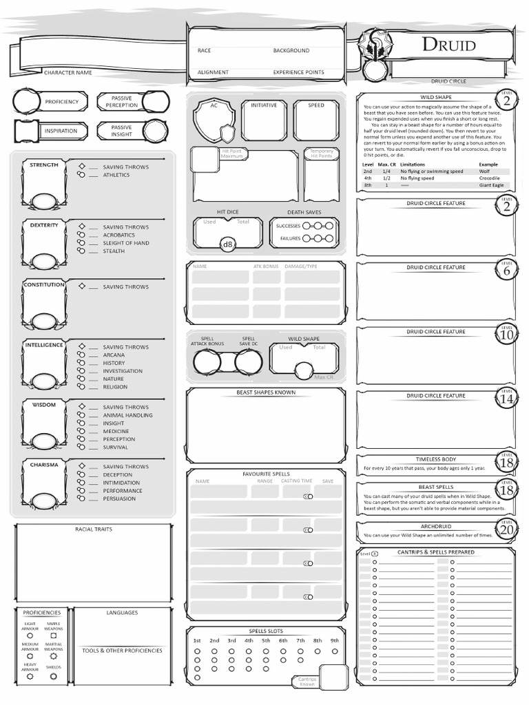 Fillable sheet 2014 5e - Druid_EU A4 | PDF