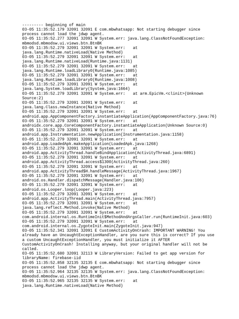 Debugging Errors in MBWhatsApp App | PDF | Java (Programming Language ...