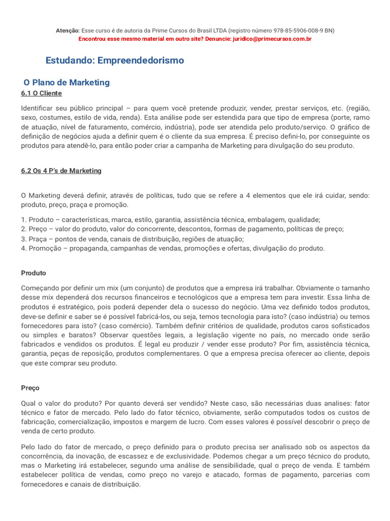 Plano de Marketing: 4 P's e Estratégias | PDF | Marketing | Mercado ...
