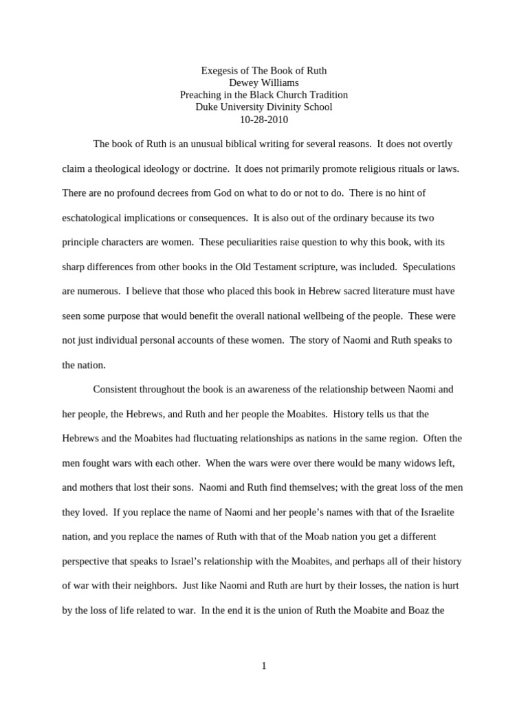 Exegisis of The Book of Ruth | PDF | Ruth (Biblical Figure) | Book Of Ruth