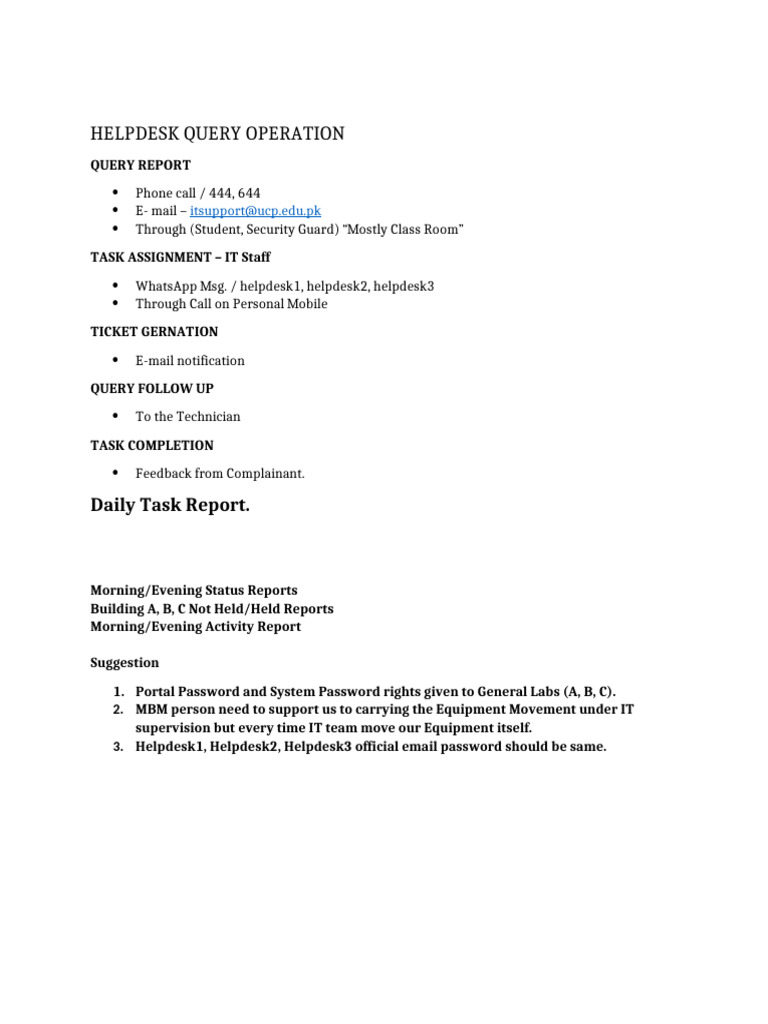 IT Helpdesk Operations Report | PDF