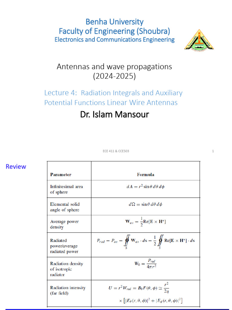 Radiation Integrals for Wire Antennas | PDF | Antenna (Radio ...