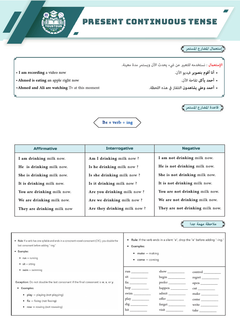 Present Continuous Tense Overview | PDF | Sports