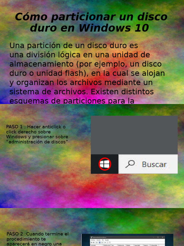 Cómo particionar un disco en Windows 10 | PDF