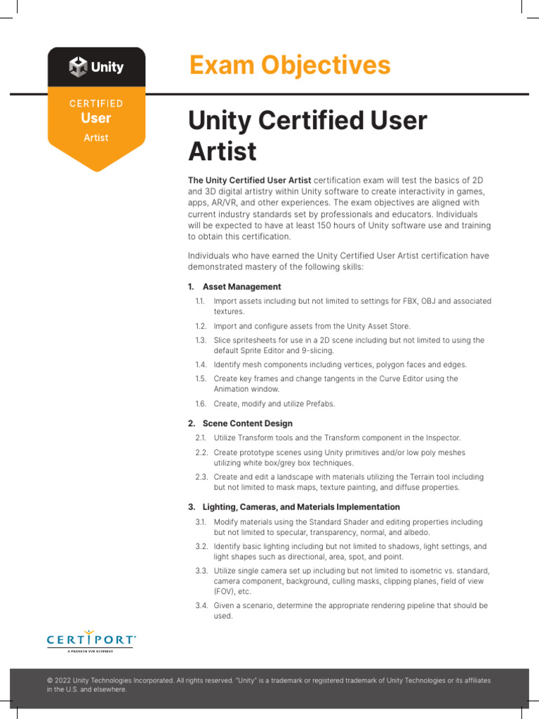 Unity Certified User Artist Exam Guide | PDF | Unity (Game Engine ...