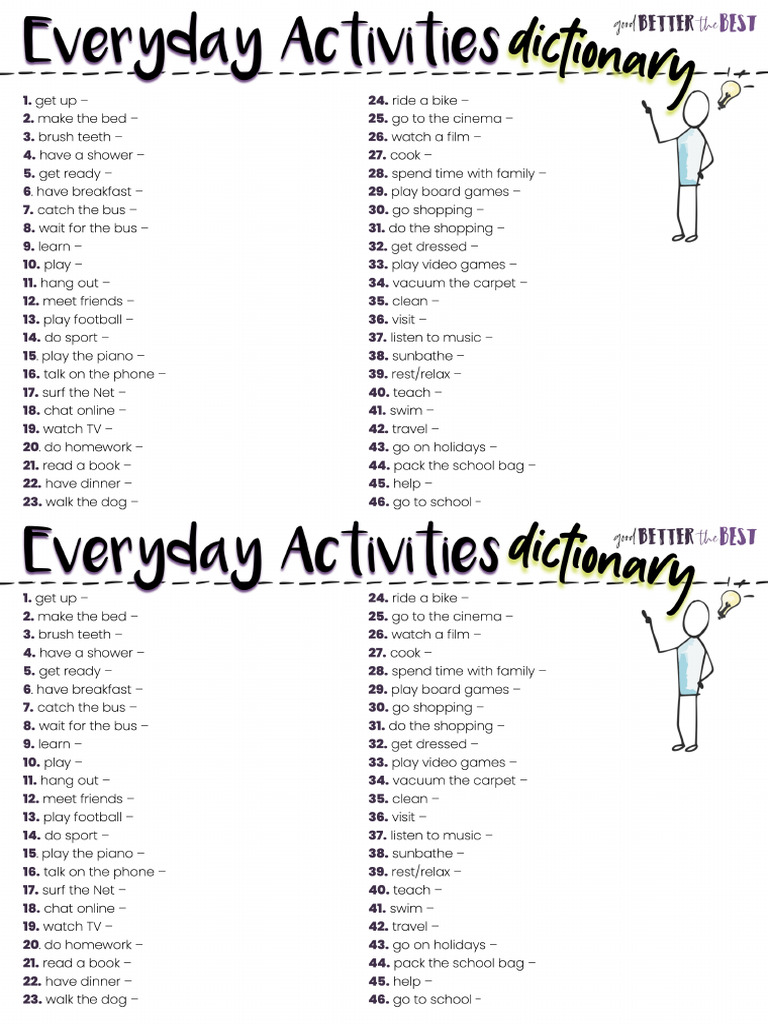 Everyday Activities Dictionary | PDF