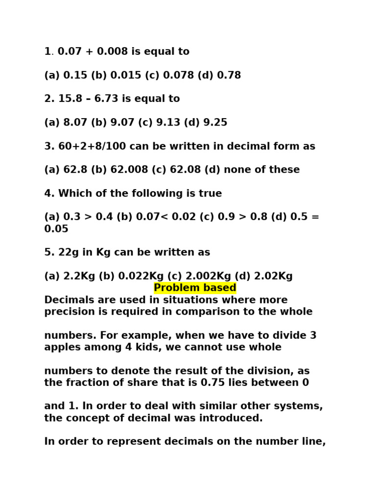 0.07 + 0.008 Is Equal To | PDF | Numbers | Decimal