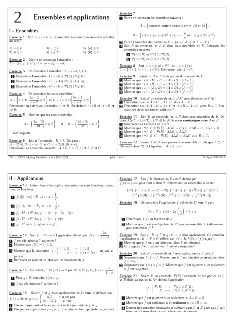 Exercices sur Ensembles et Applications | PDF | Objets mathématiques ...