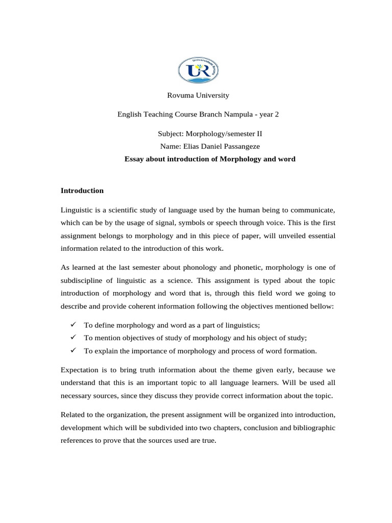 Assignment I Pdf Word Morphology Linguistics