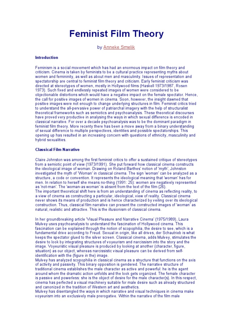 Feminist Film Theory Overview | PDF | Feminism | Gender Studies