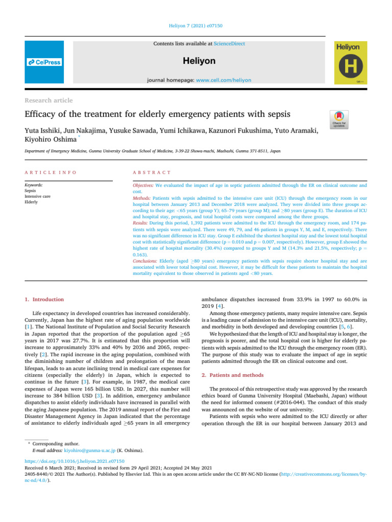 1 s2.0 S2405844021012536 Main | PDF | Intensive Care Unit | Sepsis