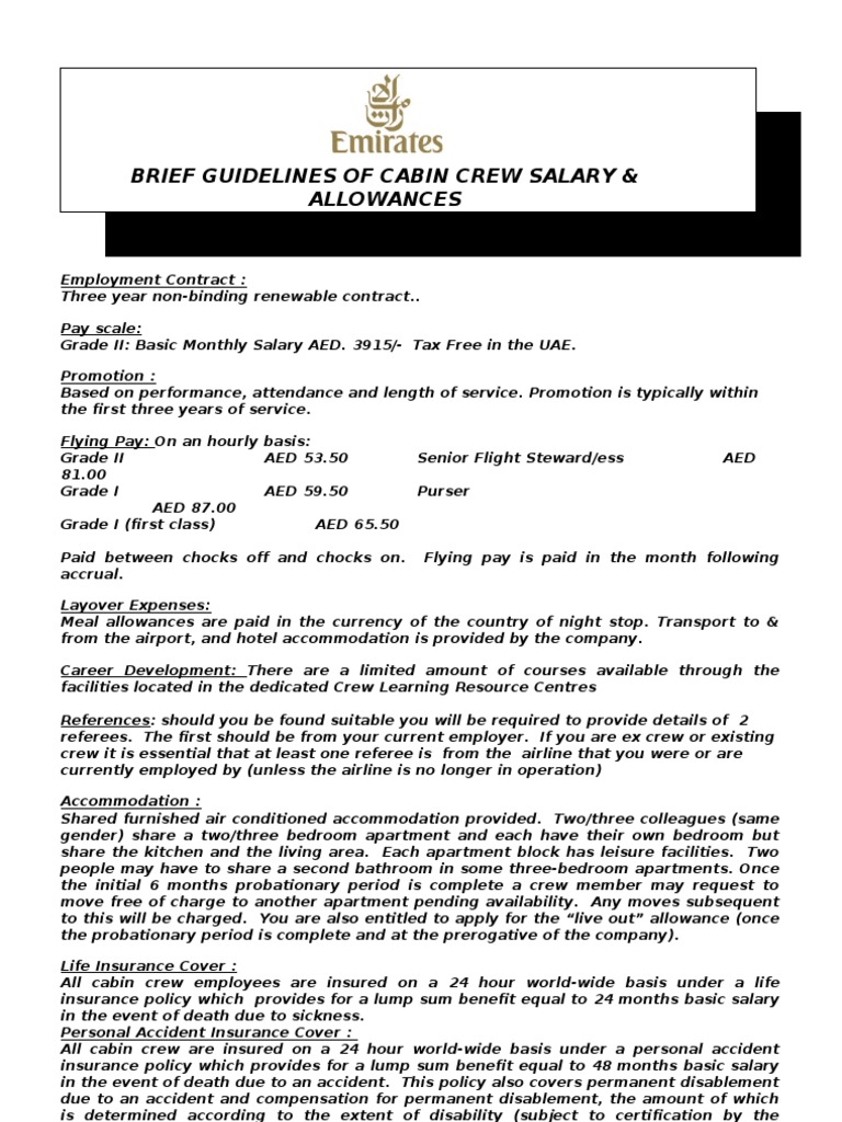Brief Guidelines Flight Attendant Insurance