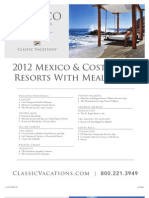 Classic Vacations Mexico Costa Rica Resorts With Meal Plans