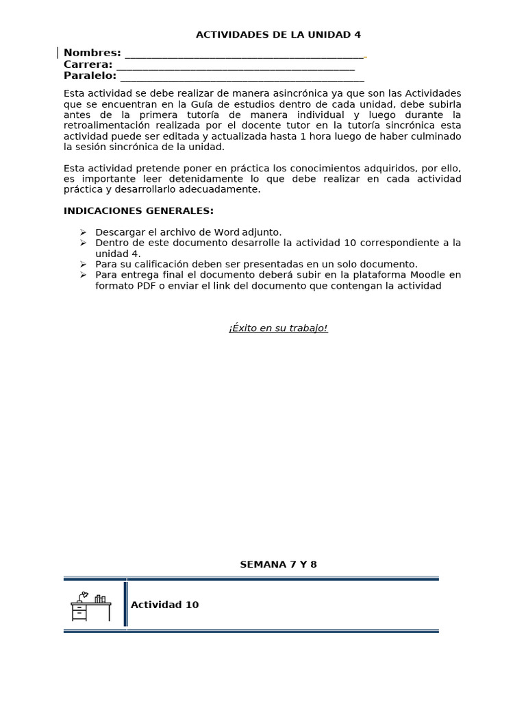Actividades de La UNIDAD 4 C | PDF