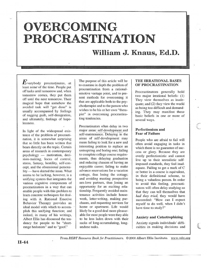 Overcoming Procrastination | PDF
