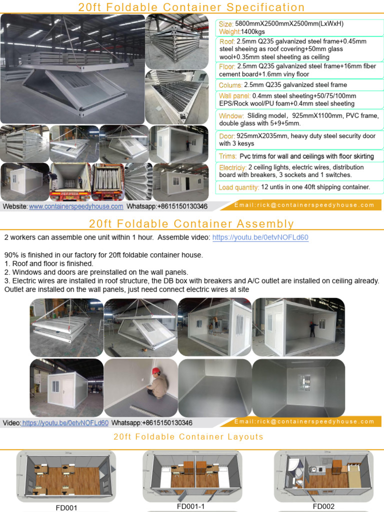 20ft Foldable Container Specifications | PDF | Building Engineering