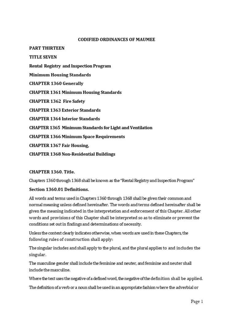 Maumee Rental Registry and Inspection Code 3-21-2023 | PDF ...