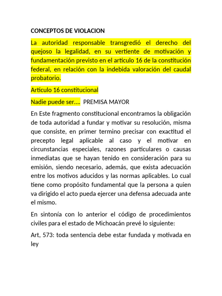 Conceptos de Violacion | PDF