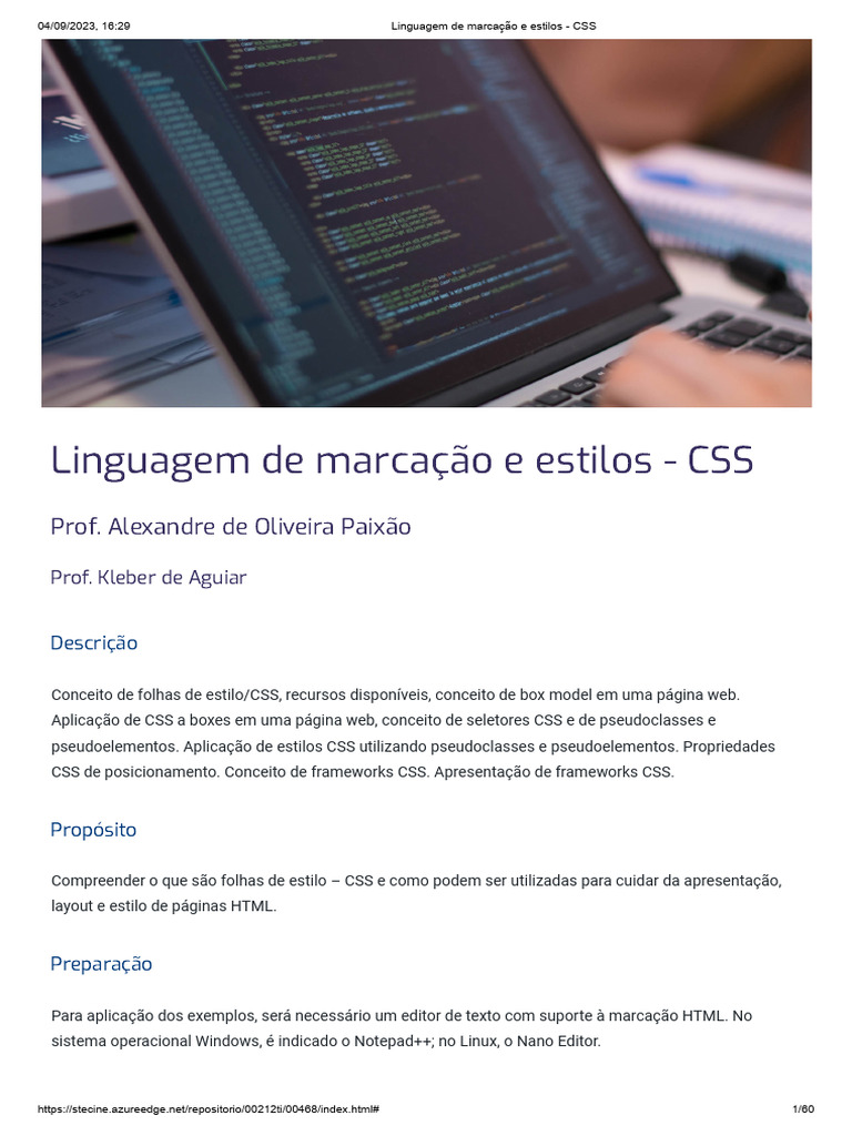 Fundamentos de CSS e Seletores HTML | PDF | Html | Comunicação escrita