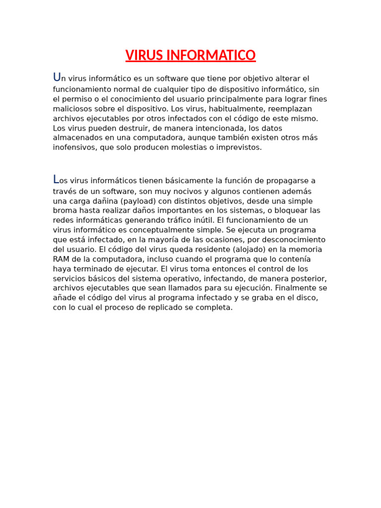 Virus Informático: Funcionamiento y Propagación | PDF | Virus de ...