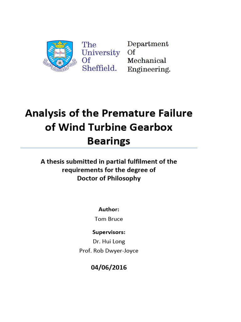 Premature Failure Of Wind Turbine Gearbox Bearings Pdf Mechanical