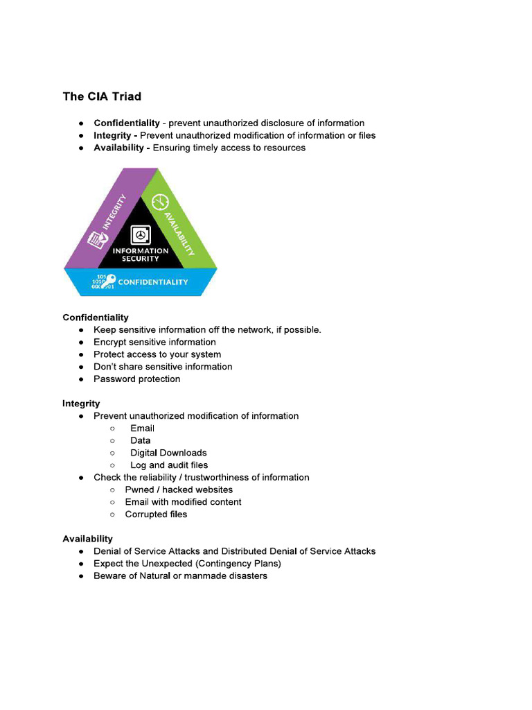 THE CIA Triad Notes 1 | PDF
