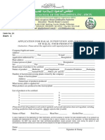 Application For Halal Supervision and Certification of Halal Food Products