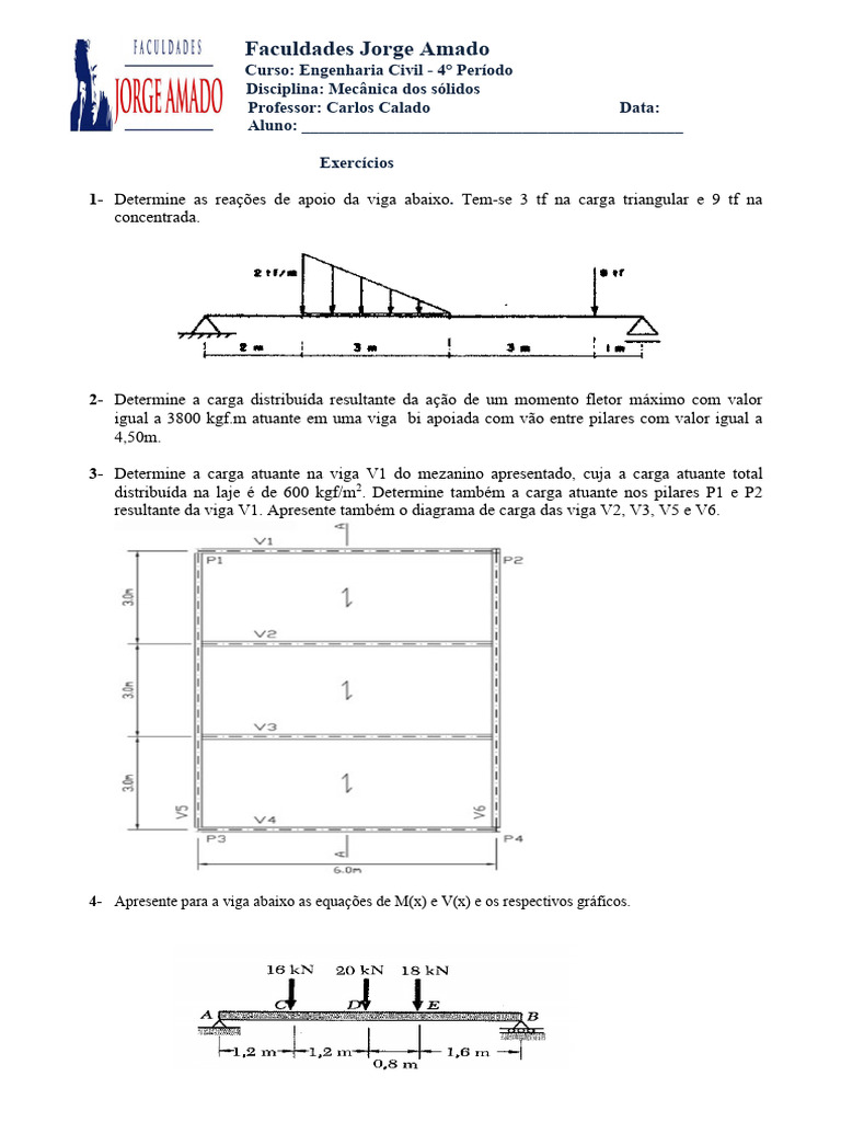 Lista de Exercícios 1 - Mec Sol 2024-2 | PDF | Ciências e Matemática