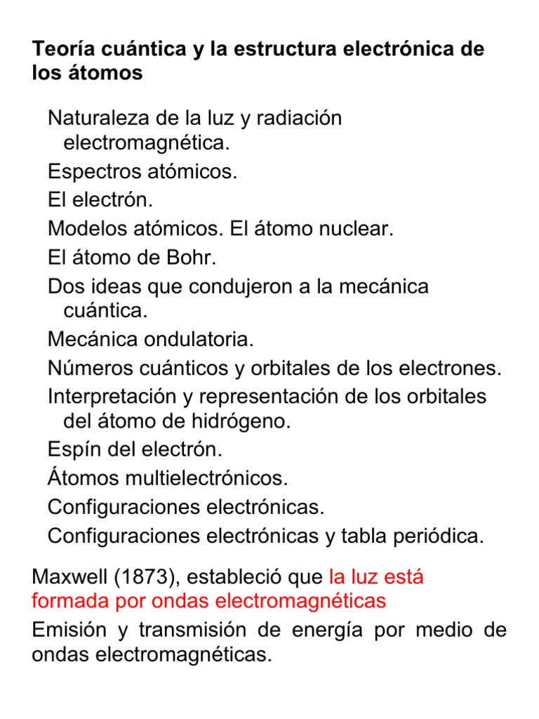 Teoría Cuántica y La Estructura Electrónica de Los Átomos | PDF ...