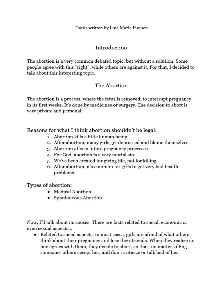 Abortion Short Thesis 2022 | PDF | Abortion | Pregnancy