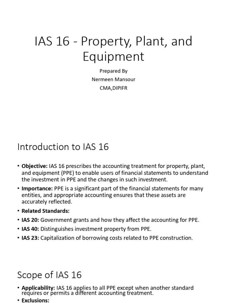 IAS 16: Property, Plant, and Equipment | PDF | Depreciation ...